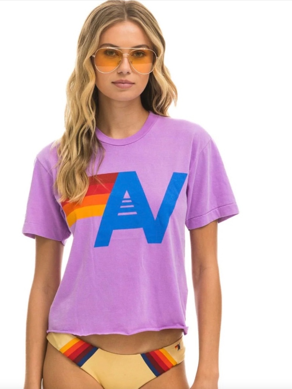 Bundle of 4  Aviator nation items LOGO BOYFRIEND TEE - NEON PURPLE - Picture 8 of 10